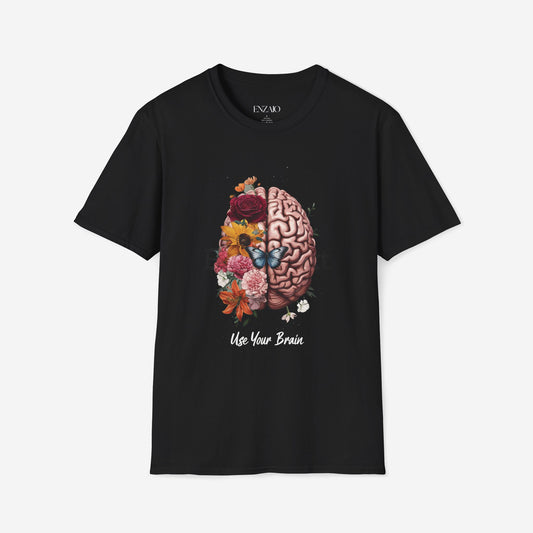 Floral Brain Graphic T-Shirt - Use Your Brain